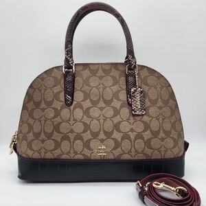 Coach Signature Sierra Exotic Mix Leather Satchel Handbag with FLAW